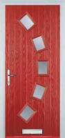 5 Square Curved Glazed Timber Solid Core Door in Red