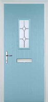 1 Square Crystal Diamond Timber Solid Core Door in Duck Egg Blue