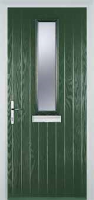 Mid Square (centre) Glazed Timber Solid Core Door in Green