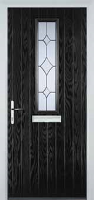 Mid Square (centre) Crystal Diamond Timber Solid Core Door in Black