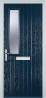 Mid Square (off set) Glazed Timber Solid Core Door in Dark Blue