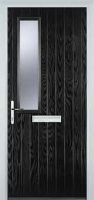 Mid Square (off set) Glazed Timber Solid Core Door in Black