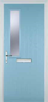 Mid Square (off set) Glazed Timber Solid Core Door in Duck Egg Blue