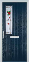Mid Square (off set) English Rose Timber Solid Core Door in Dark Blue