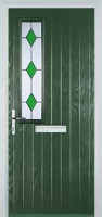 Mid Square (off set) Drop Diamond Timber Solid Core Door in Green