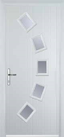 5 Square Curved Glazed Composite Back Door in White