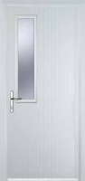 Mid Square (off set) Glazed Composite Back Door in White