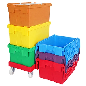 Attached Lid Plastic Boxes and Crates