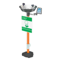 Eyewash, pedestal mounted, plastic or stainless steel bowl
