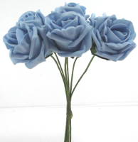 Artificial Cottage Rose Bud Bunch - 21cm, Royal Blue