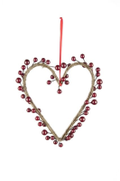 Artificial Love Berry Heart Hanger - 14cm, Red