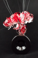 Artificial Resin Rose Floral Display - 40cm, Crystal Red/Silver