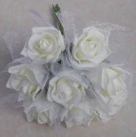 Artificial Netted Foam Rose (8 Bunch) - 24cm, Ivory