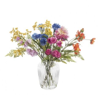 Artificial Silk Mixed Flowers in Rib Vase - 46cm, Various