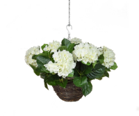 Artificial Silk Hydrangea Hanging Basket - 50cm, Pink