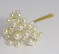 10mm Triple Pearls (12 Bunch) - 15cm, White/ Silver