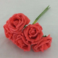 Artificial Colourfast Rose Bud Bunch - 21cm, Duck Egg with Diamonte Centres