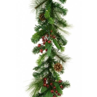 Artificial LED Mixed Pine Garland x3 - 180cm, Green