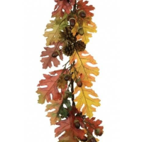 Artificial Autumn Oak Garland 150cm - 180cm, Brown/Green/Yellow