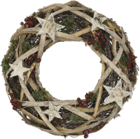 Artificial Natural Birch Wreath with Stars - 29cm