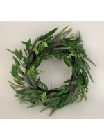 Artificial Mixed Foliage Wreath - 45cm, Green