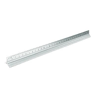 ALUMINIUM SILVER METAL TRIANGULAR RULER.