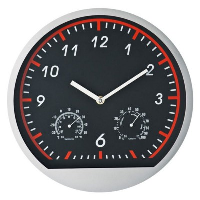 BAGIO SPORTS DESIGN WALL CLOCK WEATHER STATION in Red.