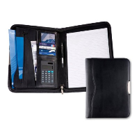 BALMORAL BONDED LEATHER DELUXE ZIP AROUND CONFERENCE FOLDER in Black Leather.