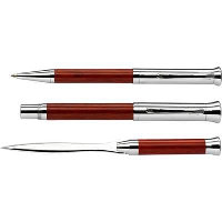 BORMANO WOOD PEN SET in Silver & Brown.