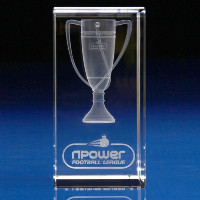 CRYSTAL GLASS FOOTBALL PAPERWEIGHT OR AWARD.