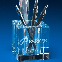 CRYSTAL GLASS PEN POT.