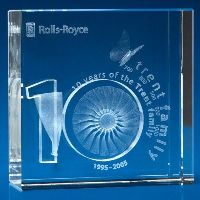 CRYSTAL GLASS SQUARE AWARD OR TROPHY.