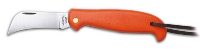 CURVED GARDEN PRUNING BLADE HEAVY DUTY POCKET KNIFE with Orange Plastic Handle.