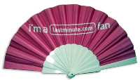 FABRIC CONCERTINA HAND FAN with Plastic Handle.
