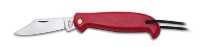 GENERAL PURPOSE HEAVY DUTY POCKET KNIFE with Red Plastic Handle.