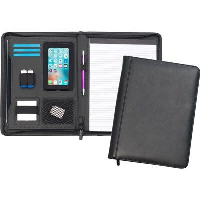 GOUDHURST A4 ZIPPED BONDED LEATHER TABLETFOLIO CONFERENCE FOLDER in Black.