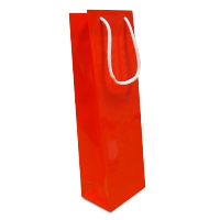 LUXURY PAPER CARRIER BAG - BOTTLE BAG - GLOSS 195GSM ARTBOARD with Gloss Laminate, Short Pp Rope Han