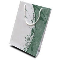 LUXURY WHITE KRAFT PAPER CARRIER BAG - X-SMALL 130GSM KRAFT PAPER with Short Pp Rope Handles.