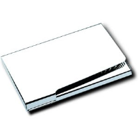 NEW YORKER EXECUTIVE POCKET BUSINESS CARD HOLDER in Shiny Nickel Plated Metal Finish.