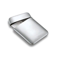 PHILIPPI CUSHION POCKET BUSINESS CARD HOLDER in Silver Brushed Finish.