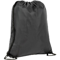 RECYCLED BIRLING 210D RPET DRAWSTRING BAG in Black.