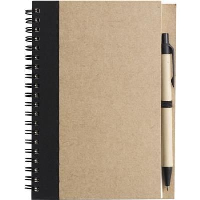 RECYCLED NOTE BOOK & PEN in Natural & Black.