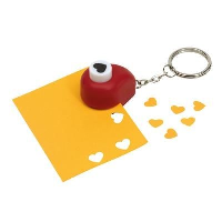 RED HEART-SHAPED PAPER PUNCH with Keyring.