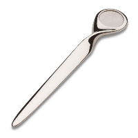 SILVER STAINLESS STEEL METAL LETTER OPENER with Round Engravable Top.