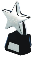 STAR TROPHY AWARD in Silver Plated Metal Finish.