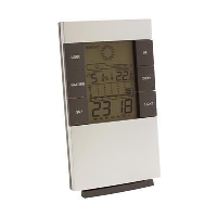 SUNNY TIMES WEATHER STATION CLOCK in Silver & Grey.