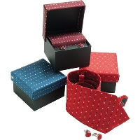 TIE & CUFFLINK BOX SET WOVEN MICRO POLYESTER.