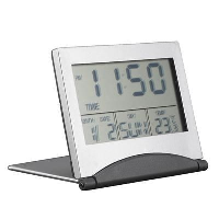 TRAVEL ALARM CLOCK in Silver.