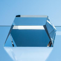 12Cm Optical Crystal Square Base With Tapered Sides & Facet Corners