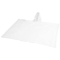 Adjustable Rain Poncho With Pouch In White Solid